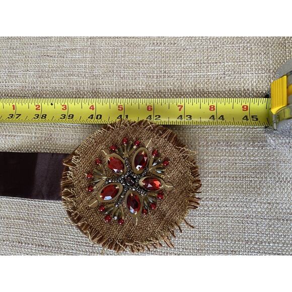 Vintage Liz Claiborne Women\'s Belt Satin fabric felt buckle canvas bronze Stones main image 5